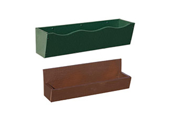 two flower boxes, one brown and one green